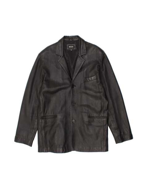 Vintage Leather Jacket UK 44 2XL In Black - view 1