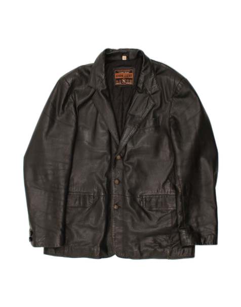 Vintage Leather Jacket UK 44 2XL In Black - view 1