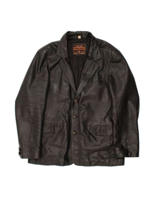 Vintage Leather Jacket UK 44 2XL In Black