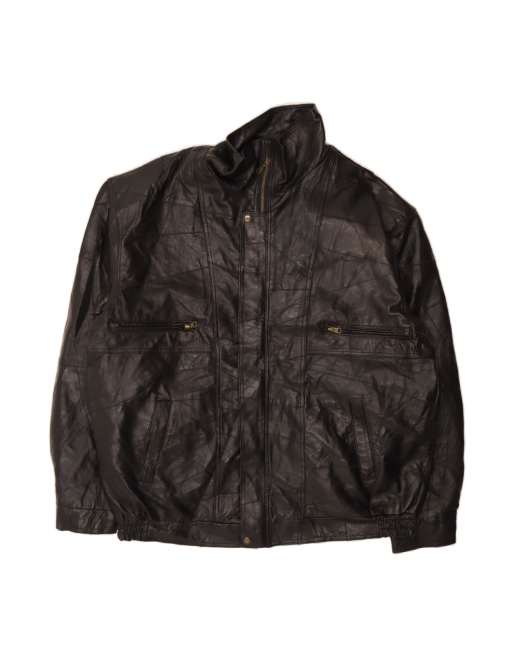 Vintage Leather Jacket UK 44 2XL In Black