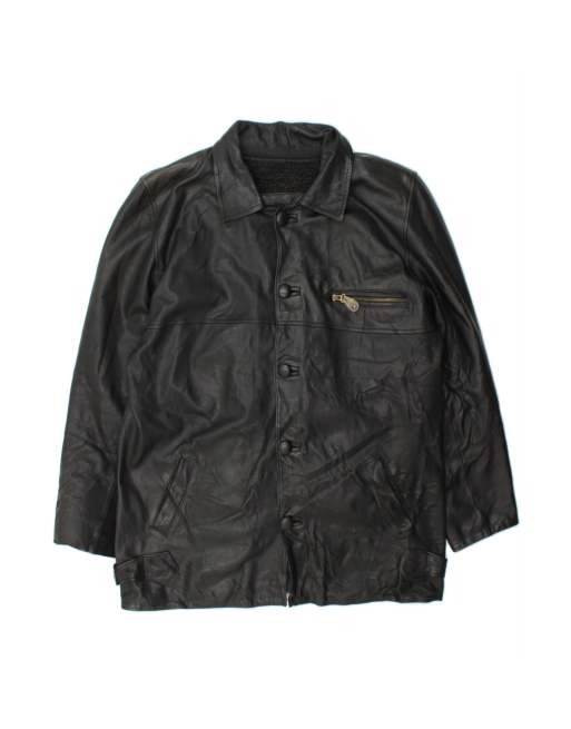 Vintage Leather Jacket UK 44 2XL In Black