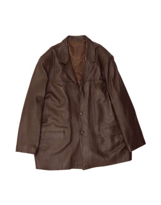 Vintage Leather Jacket UK 44 2XL In Brown