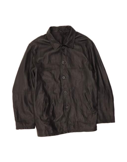 Vintage Leather Jacket UK 46 3XL In Black