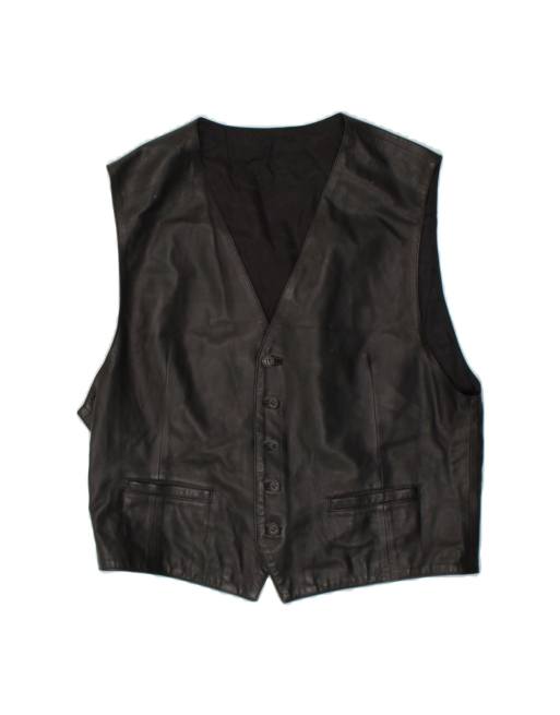 Vintage Leather Waistcoat It 50 Medium In Black