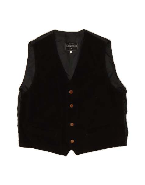 Vintage Leather Waistcoat Large In Black - view 1