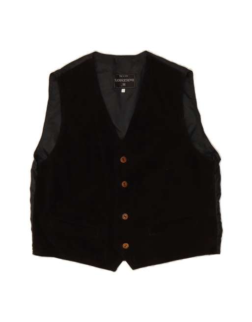 Vintage Leather Waistcoat Large In Black