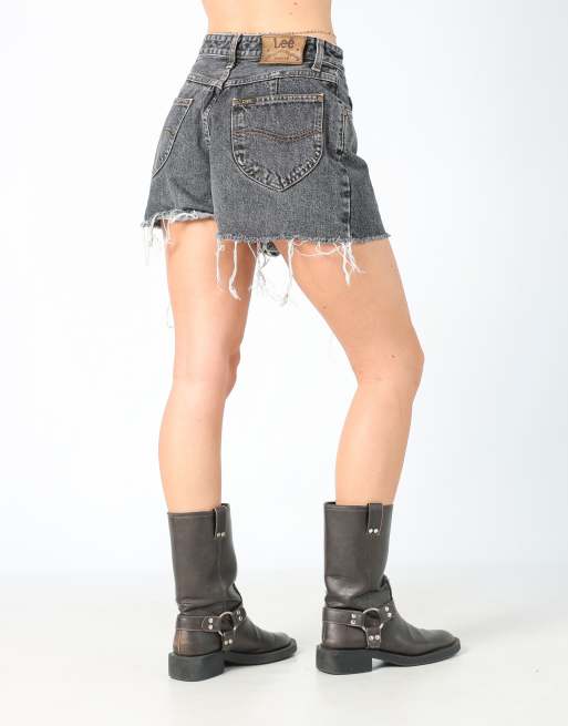 Vintage Lee 26x14 denim shorts in charcoal grey