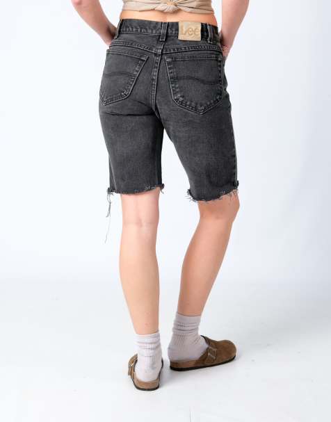 Vintage Lee 26x20 Denim Shorts Charcoal Grey - view 1