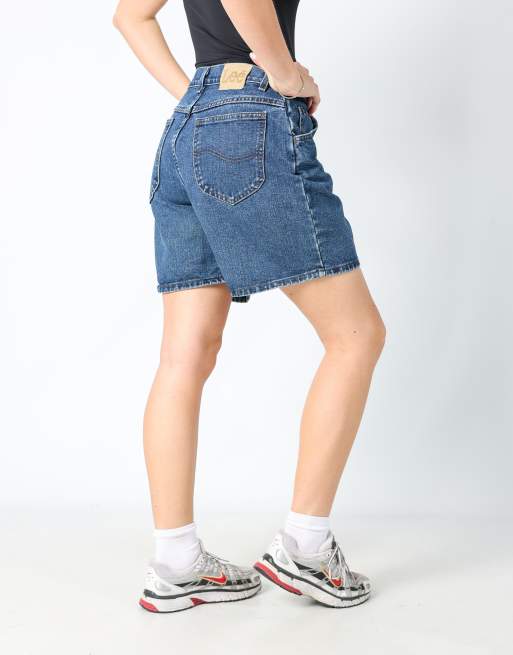 Vintage Lee 28x14 denim shorts in blue, 2 of 4