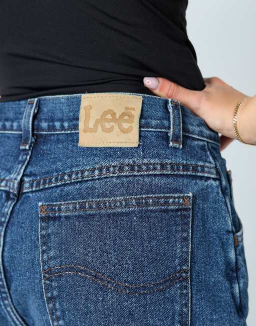 Vintage Lee 28x14 denim shorts in blue, 4 of 4