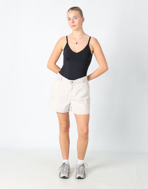 Vintage Lee 28x15 canvas cargo shorts in ivory