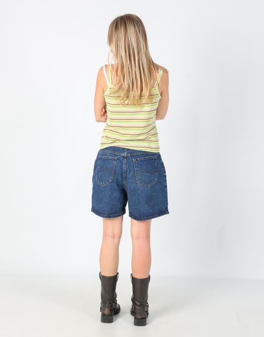 Vintage Lee 28x17 denim shorts in blue, 3 of 4