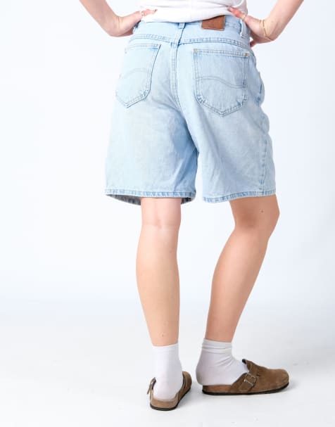 Vintage Lee 28x18 Denim Jorts Shorts Light Blue - view 1