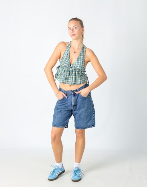 Vintage Lee 28x19 denim jorts shorts in blue