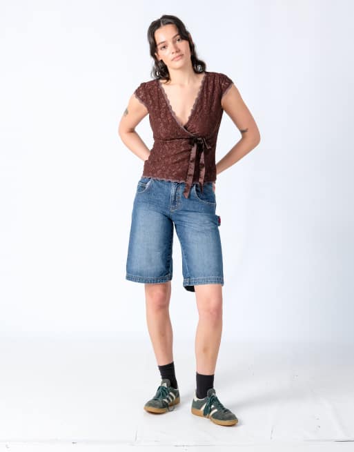 Vintage Lee 28x20 Denim Carpenter Baggy Jorts Shorts Navy Blue