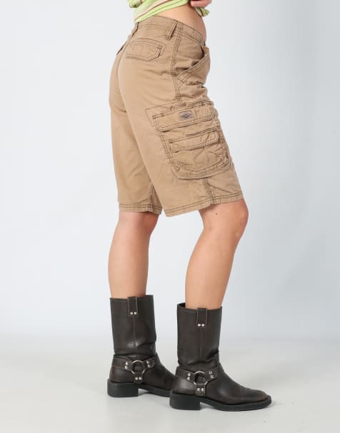 Vintage Lee 28x21 canvas cargo shorts in brown - view 1
