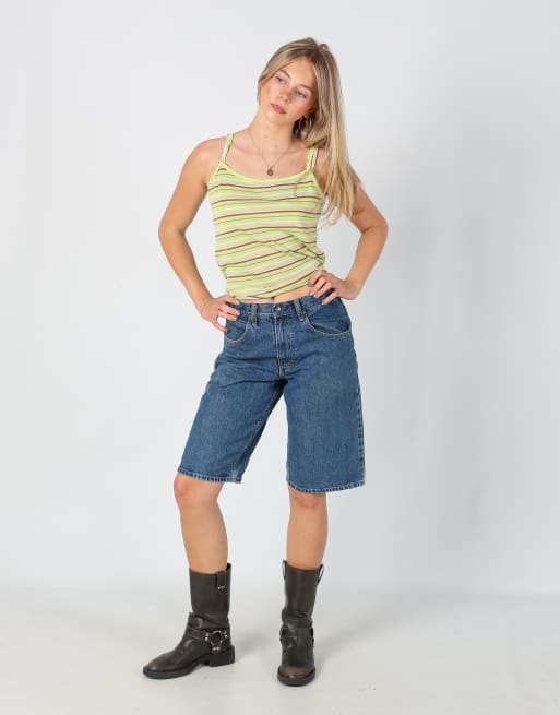 Vintage Lee 28x23 denim shorts in blue, 2 of 4