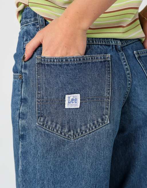 Vintage Lee 28x23 denim shorts in blue, 4 of 4