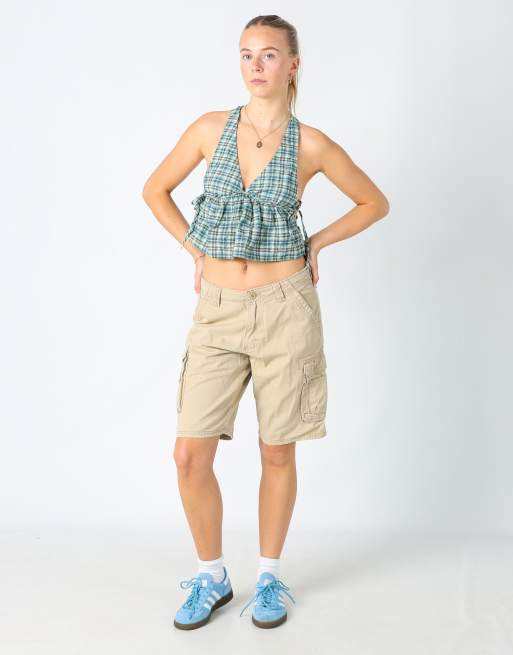 Vintage Lee 29x20 canvas cargo shorts in tan