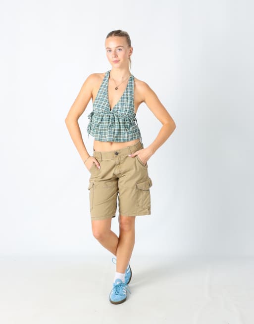 Vintage Lee 29x20 canvas cargo shorts in tan