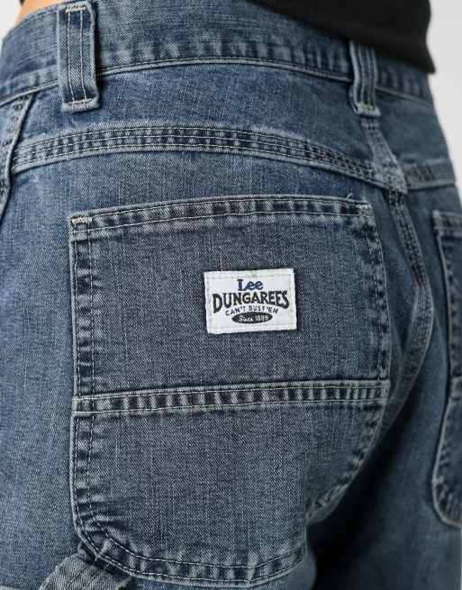 Vintage Lee 29x23 denim carpenter baggy jorts shorts in light blue, 4 of 4