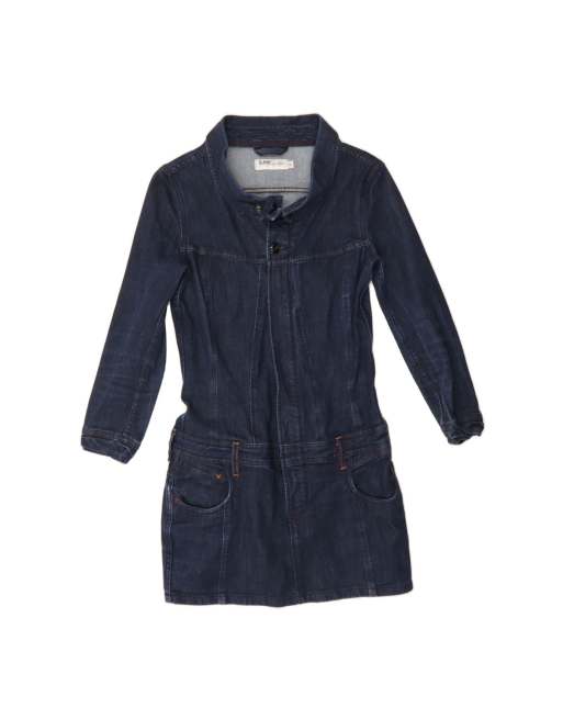Vintage Lee 3/4 Sleeve Denim Dress UK 10 Small In Blue