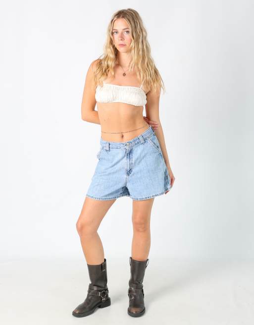 Vintage Lee 30x15 denim shorts in light blue