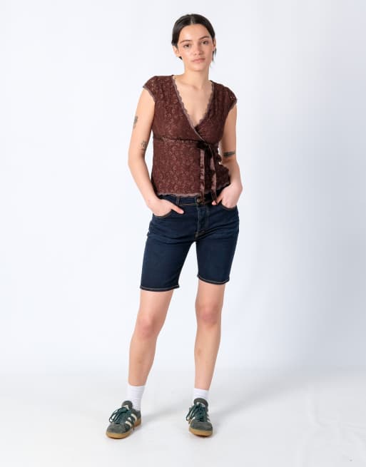 Vintage Lee 30x18 Denim Shorts Navy Blue