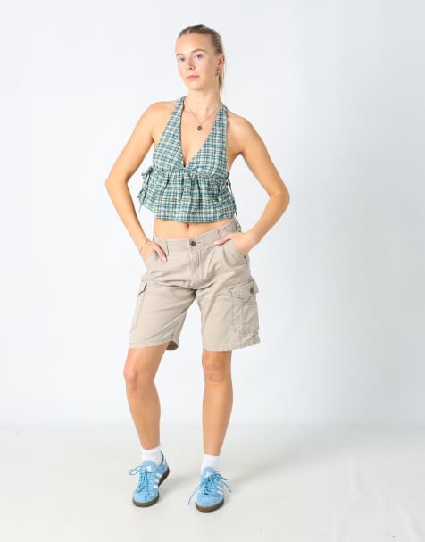 Vintage Lee 30x19 canvas cargo shorts in beige - view 1