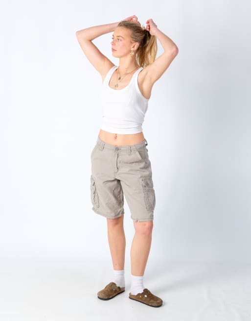 Vintage Lee 30x20 Canvas Cargo Shorts Light Grey