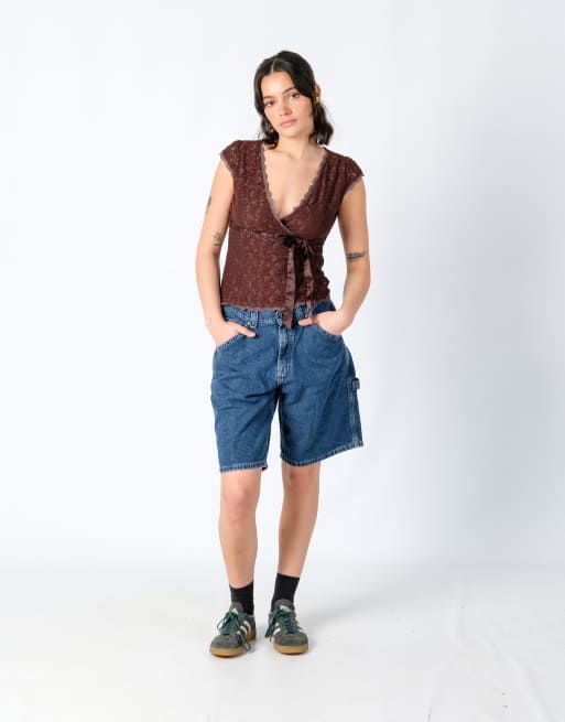 Vintage Lee 30x20 Denim Carpenter Baggy Jorts Shorts Navy Blue