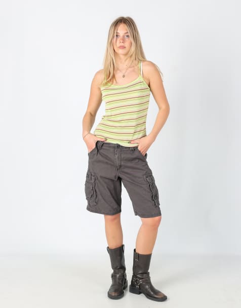 Vintage Lee 30x21 canvas cargo shorts in charcoal grey - view 1