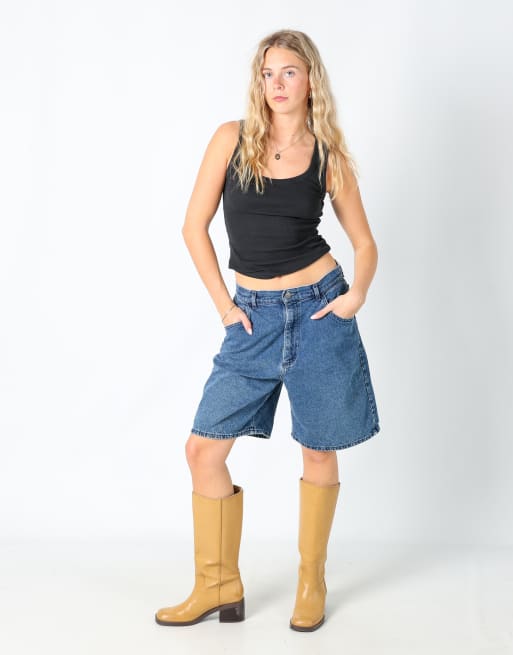 Vintage Lee 30x21 denim jorts shorts in blue