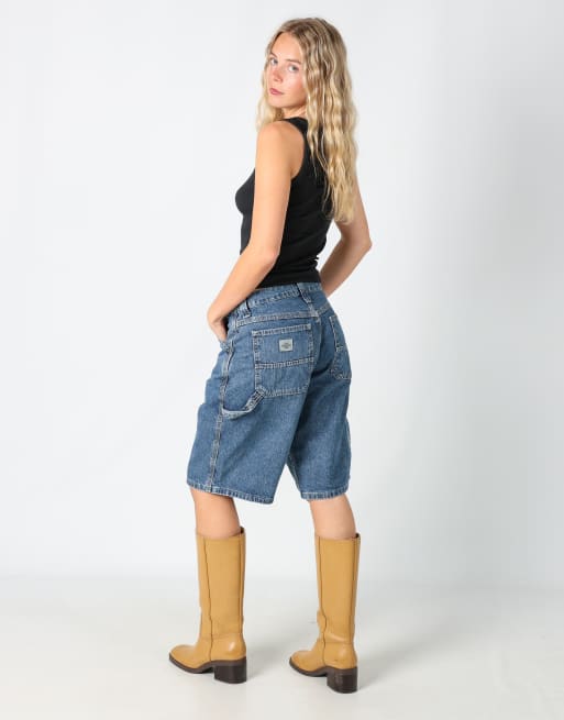 Vintage Lee 30x22 denim carpenter baggy jorts shorts in light blue, 3 of 4