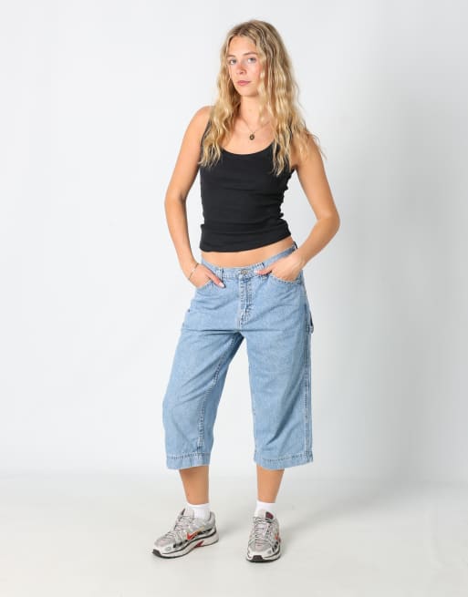 Vintage Lee 30x28 denim jorts shorts in light blue