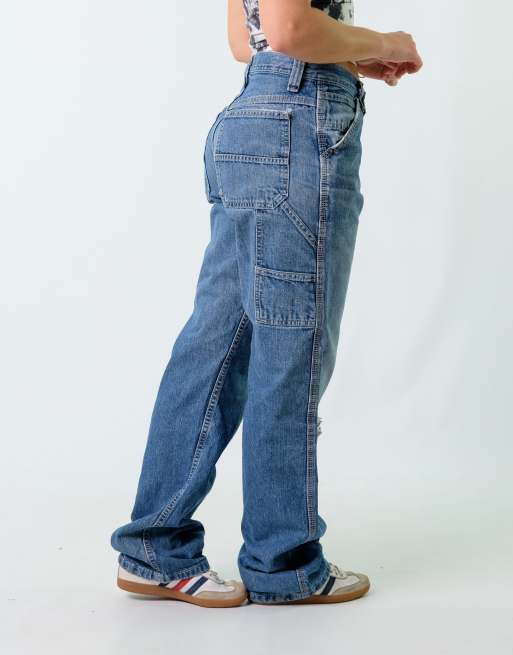 Vintage Lee 30x34 Denim Carpenter Baggy Jeans Blue