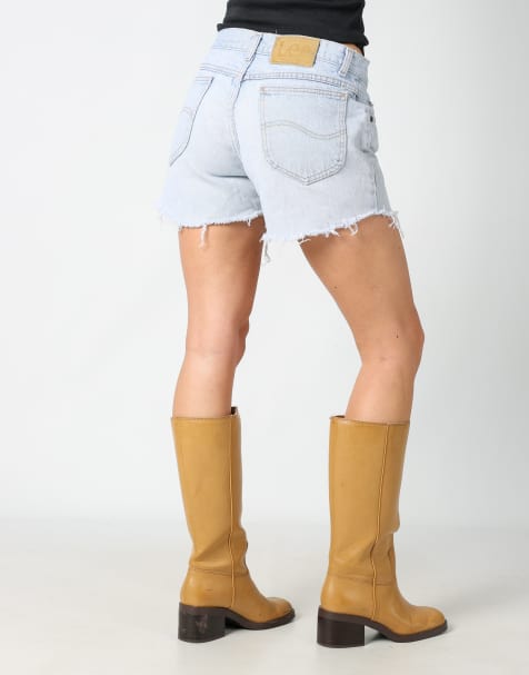 Vintage Lee 31x13 denim shorts in light blue - view 1