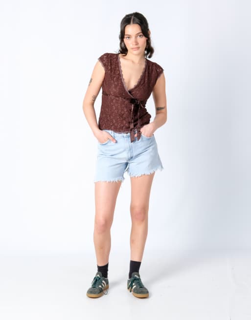 Vintage Lee 31x15 Denim Shorts Light Blue