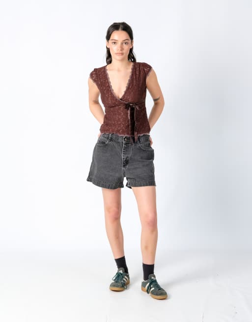 Vintage Lee 32x15 Denim Shorts Charcoal Grey