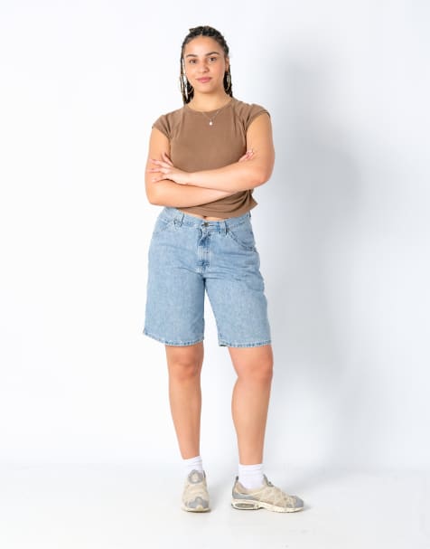 Vintage Lee 32x20 Denim Carpenter Baggy Jorts Shorts Light Blue - view 1