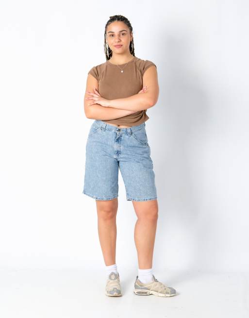 Vintage Lee 32x20 Denim Carpenter Baggy Jorts Shorts Light Blue