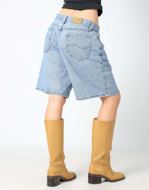 Vintage Lee 32x20 denim jorts shorts in light blue