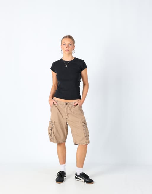 Vintage Lee 32x21 canvas cargo shorts tan, 2 of 4
