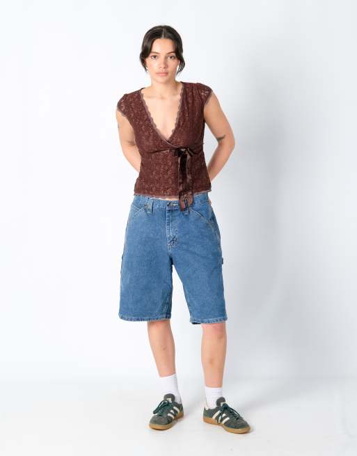 Vintage Lee 32x22 Denim Carpenter Baggy Jorts Shorts Blue