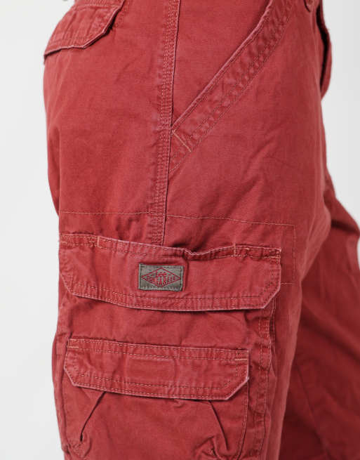 Vintage Lee 32x23 canvas cargo shorts in burgundy red, 3 of 4
