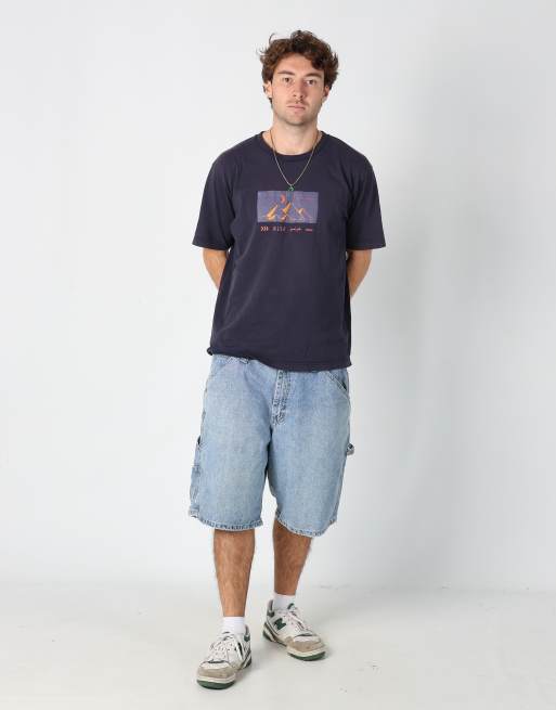 Vintage Lee 32x23 denim carpenter baggy jorts shorts in light blue