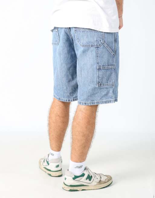 Vintage Lee 32x23 denim carpenter baggy jorts shorts in light blue