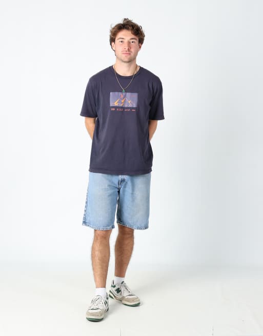 Vintage Lee 32x67 denim jorts shorts in light blue