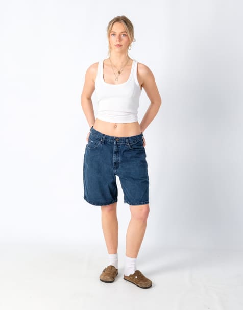 Vintage Lee 33x18 Denim Jorts Shorts Navy Blue - view 1
