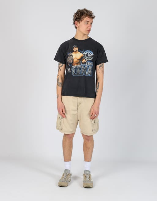 Vintage Lee 33x20 canvas cargo shorts in tan